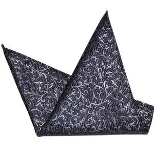 Eksel Pocket Square Gray Scroll Pattern Men's
